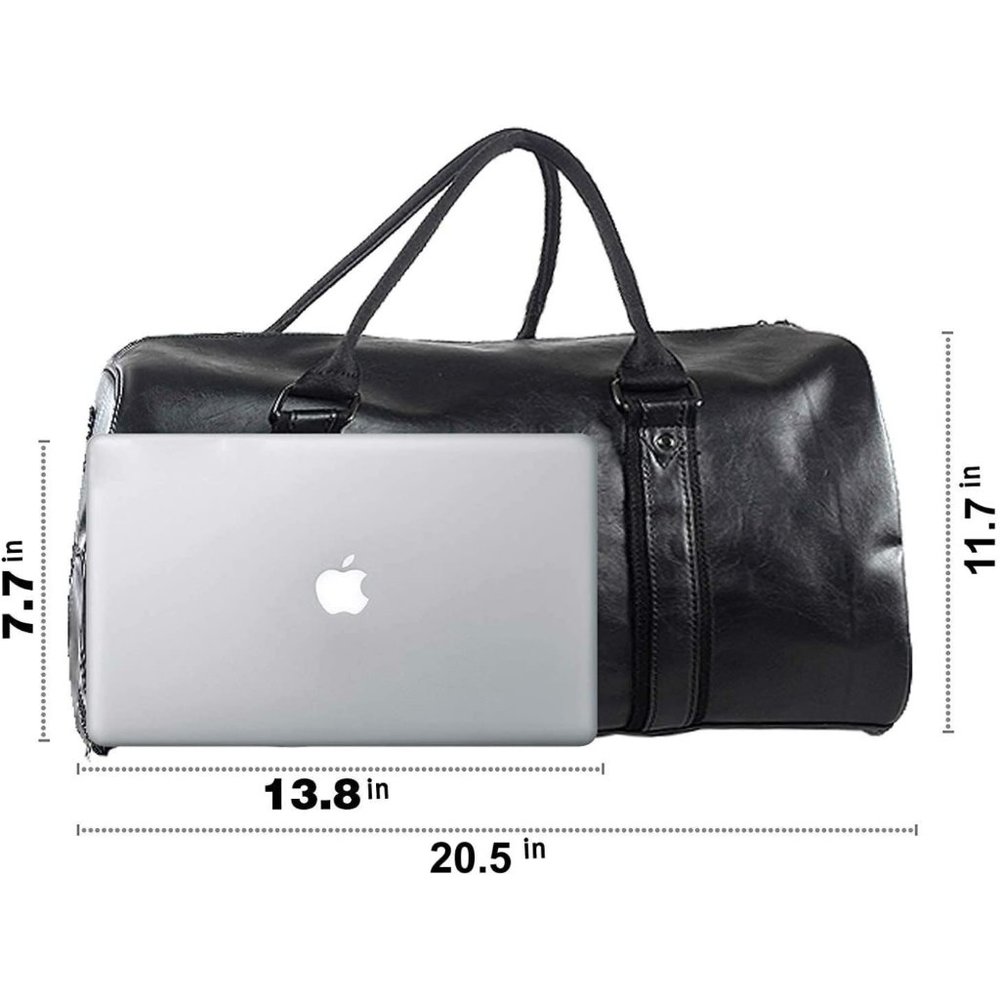 Weekender Oversized Travel Duffel Bag With Shoe Pouch, Leather Carry On Bag - Picture 4 of 5